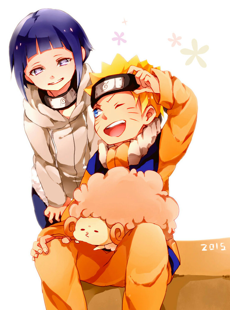 uzumaki naruto and hyuuga hinata (naruto) drawn by ui+