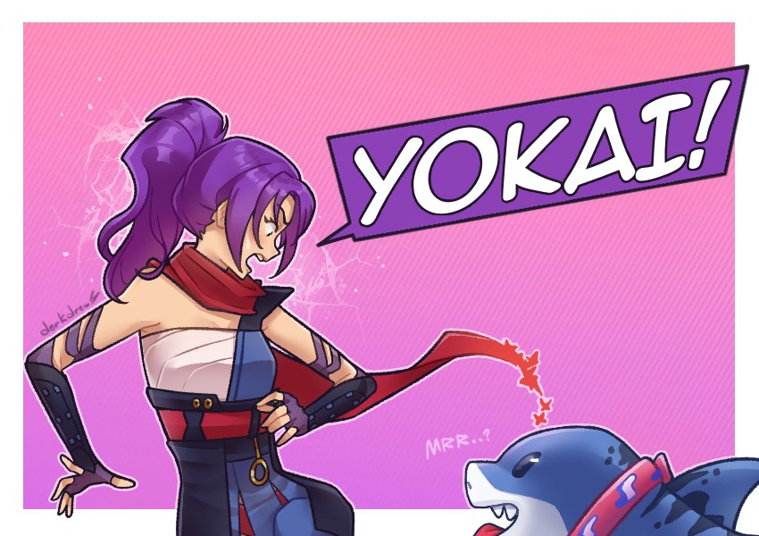 psylocke and jeff the land shark (marvel and 2 more) drawn by derkdrew124