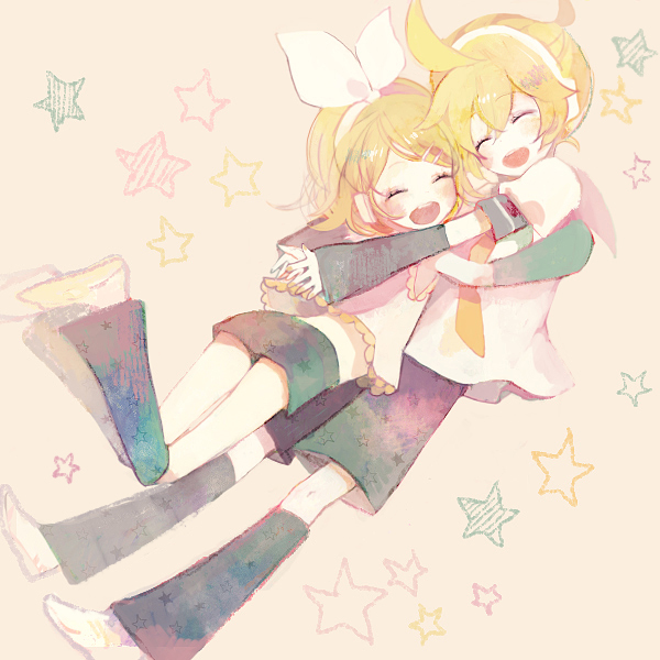 kagamine rin and kagamine len (vocaloid) drawn by pechika