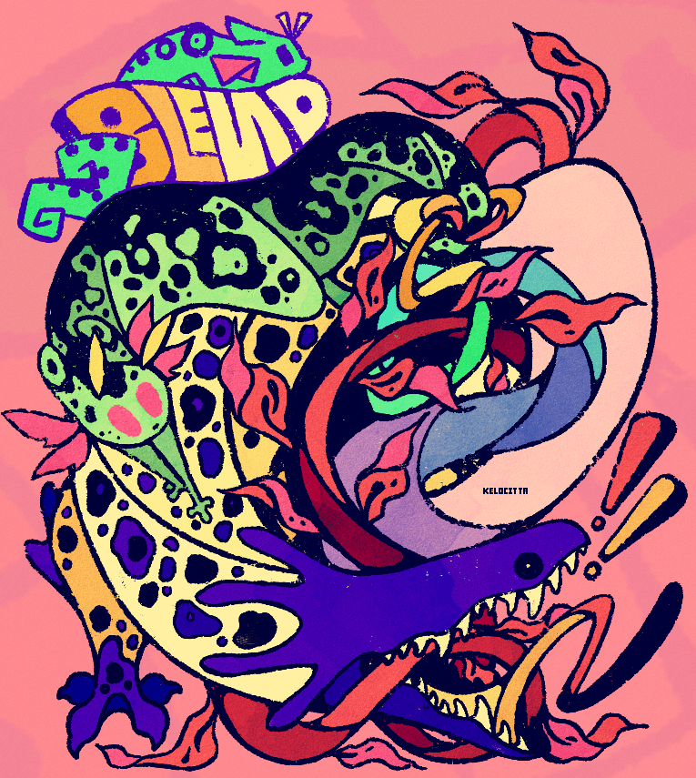 white lizard and the blend (original and 1 more) drawn by kelocitta