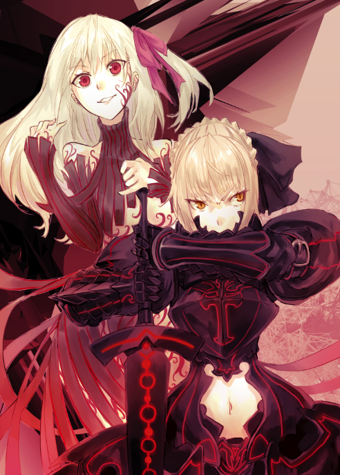 artoria pendragon, saber alter, matou sakura, and dark sakura (fate and 2 more) drawn by ochakai_shin'ya