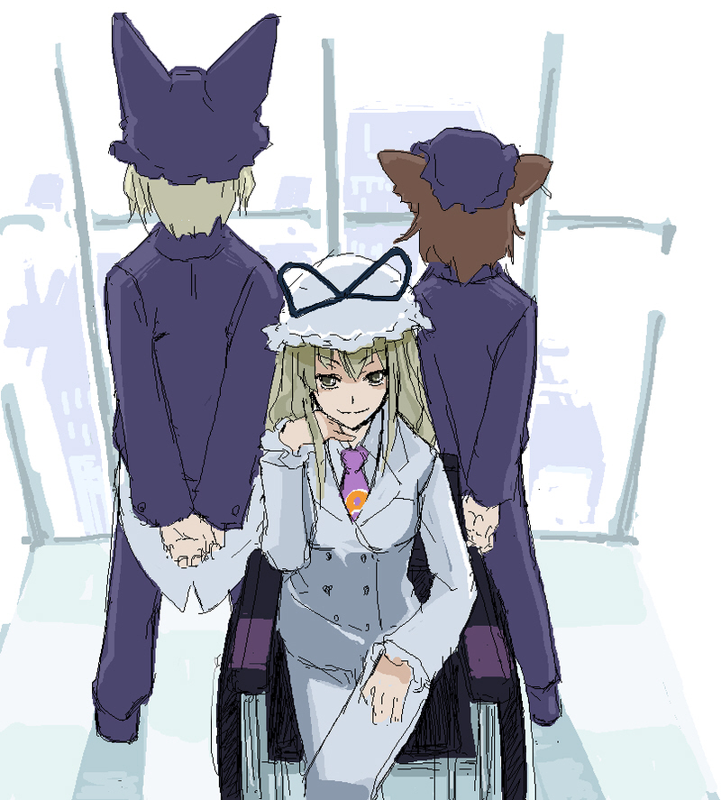yakumo yukari, yakumo ran, and chen (touhou and 1 more) drawn by ushiki_yoshitaka