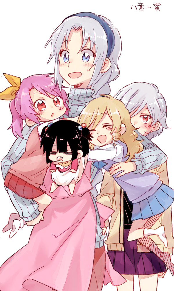 houraisan kaguya, yagokoro eirin, kishin sagume, watatsuki no yorihime, and watatsuki no toyohime (touhou) drawn by 6_(yuchae)