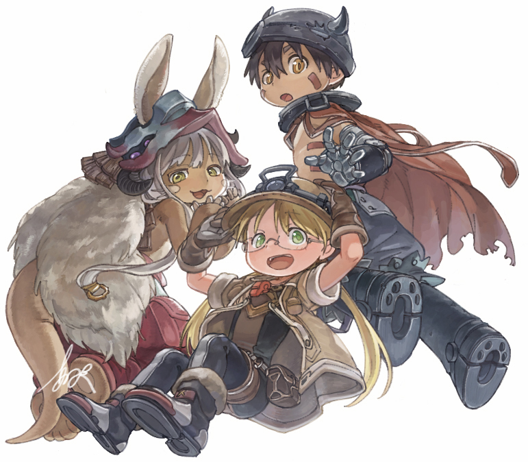 nanachi, reg, and riko (made in abyss) drawn by abuku