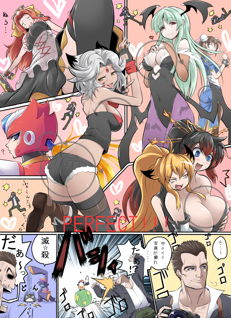 chun-li, morrigan aensland, zero, hsien-ko, nanbu kaguya, and 4 more (street fighter and 8 more) drawn by kara_age