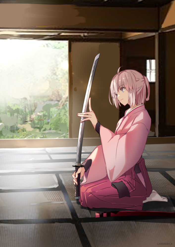okita souji (fate and 2 more) drawn by carimarica