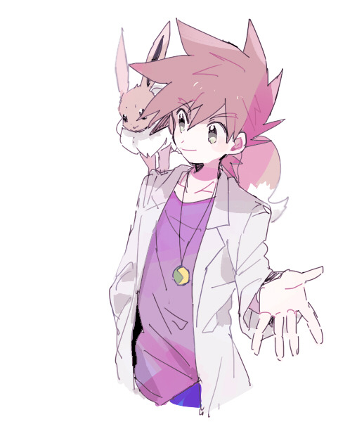 eevee and gary oak (pokemon and 1 more) drawn by smcms-m
