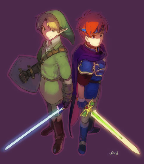 link and roy (fire emblem and 3 more) drawn by uichi