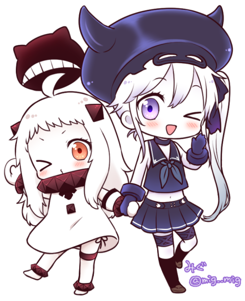 northern ocean princess and destroyer princess (kantai collection) drawn by migu_(migmig)