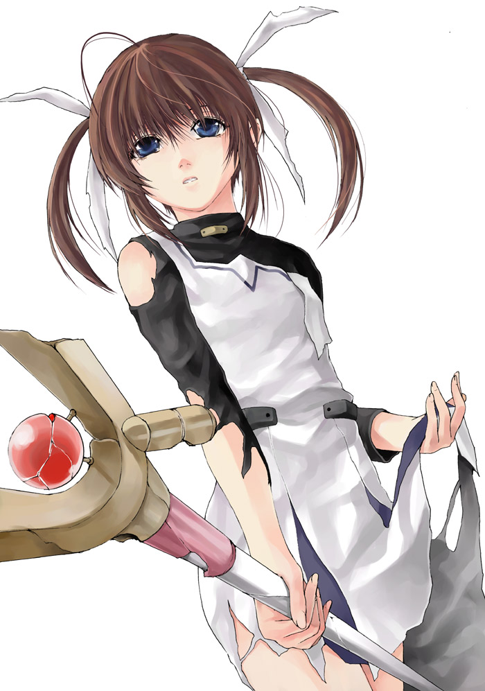 takamachi nanoha and raising heart (lyrical nanoha and 2 more) drawn by kurokoeda