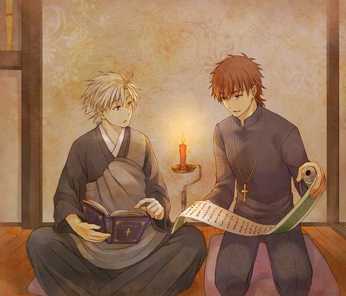 kotomine kirei and matou kariya (fate and 1 more) drawn by kacoike