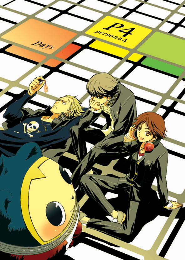 narukami yu, hanamura yousuke, tatsumi kanji, and kuma (persona and 1 more) drawn by popoichi
