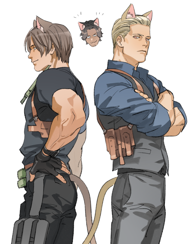 leon s. kennedy, albert wesker, and luis sera (resident evil and 1 more) drawn by tatsumi_(psmhbpiuczn)