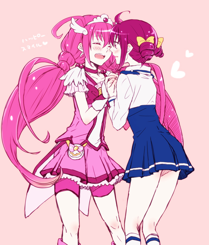 hoshizora miyuki and cure happy (precure and 1 more) drawn by sahara_(charlotte)