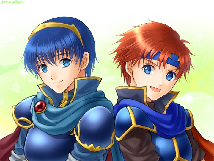 marth and roy (fire emblem and 4 more) drawn by hanasaki_komugi