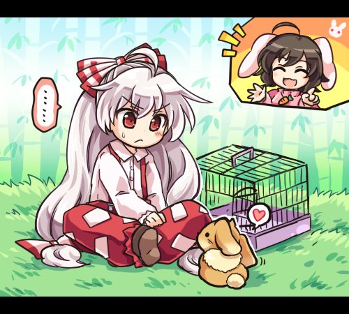 fujiwara no mokou and inaba tewi (touhou) drawn by pote_(ptkan)