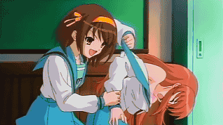 suzumiya haruhi and asahina mikuru (suzumiya haruhi no yuuutsu)
