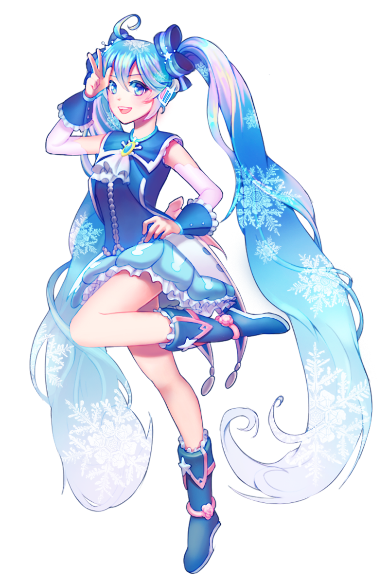 hatsune miku and yuki miku (vocaloid) drawn by blake_byun