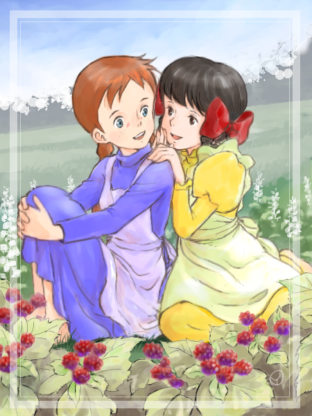 anne shirley and diana barry (world masterpiece theater and 1 more) drawn by sakai_yume