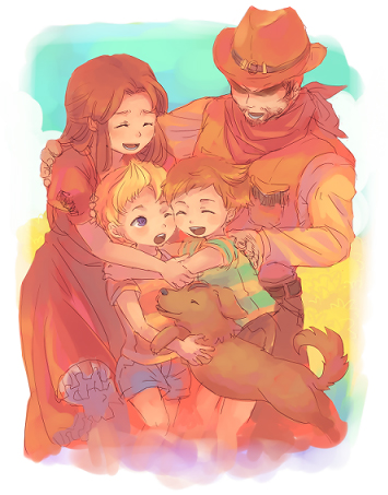 lucas, claus, boney, hinawa, and flint (mother and 1 more) drawn by moromiso_(miara427)