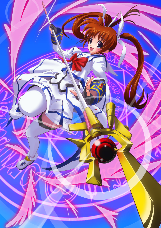 takamachi nanoha and raising heart (lyrical nanoha and 2 more) drawn by urabi_(tomatohouse)