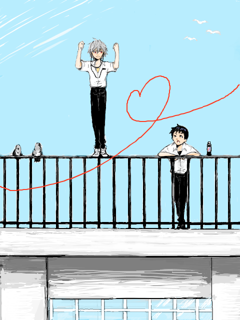 ikari shinji and nagisa kaworu (neon genesis evangelion)