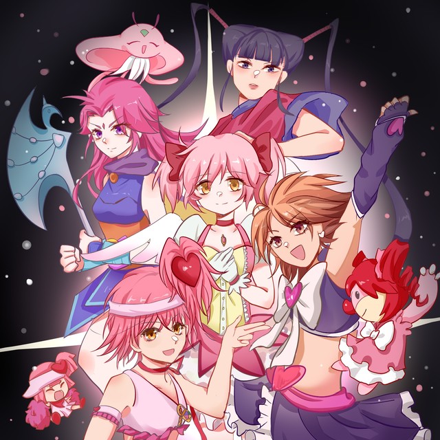 kaname madoka, misumi nagisa, cure black, hinamori amu, amulet heart, and 2 more (mahou shoujo madoka magica and 5 more)