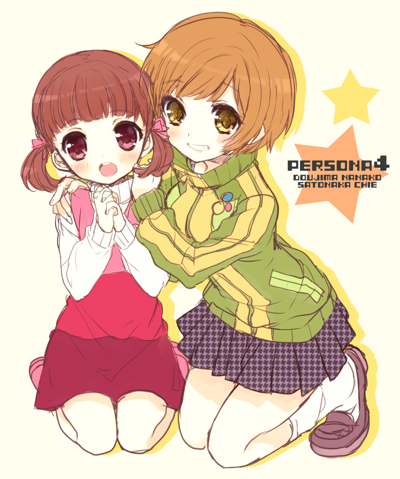 satonaka chie and doujima nanako (persona and 1 more) drawn by moriyama_shijimi