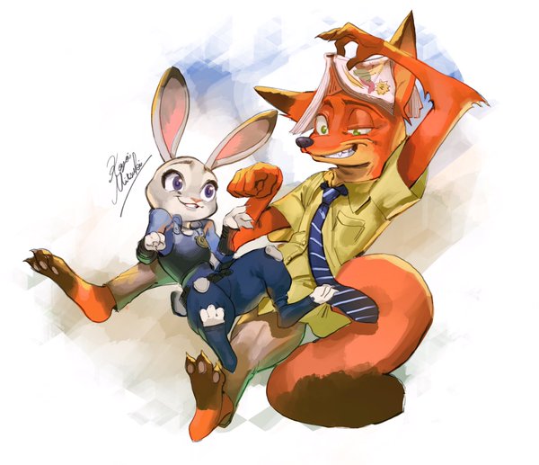 judy hopps and nick wilde (zootopia) drawn by koyoi_mitsuki