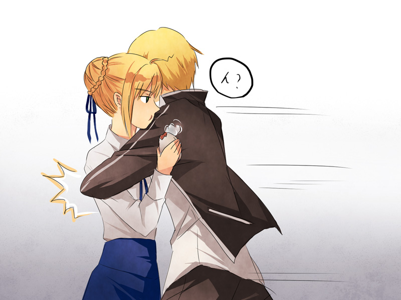 artoria pendragon, saber, and gilgamesh (fate and 1 more) drawn by feesh