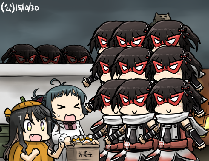 sendai, naganami, and irako (kantai collection) drawn by hamu_koutarou
