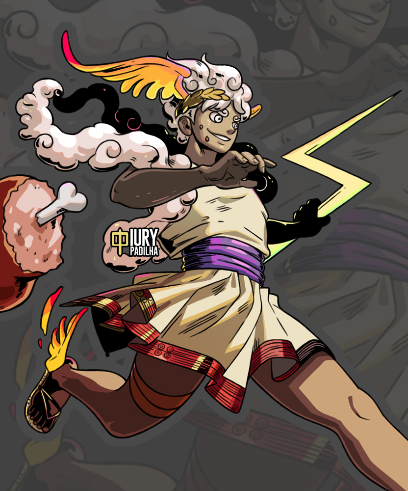 monkey d. luffy and hermes (one piece and 2 more) drawn by iury_padilha