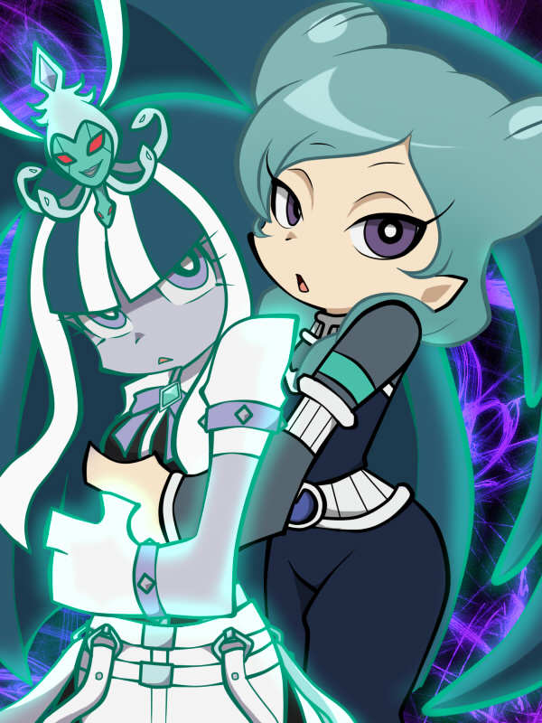 beta and kokuu no megami athena (inazuma eleven and 3 more) drawn by enekon