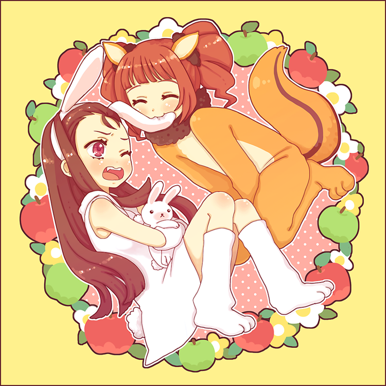 minase iori, takatsuki yayoi, and usa-chan (idolmaster and 1 more) drawn by pinkmm
