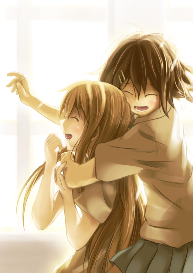 hirasawa yui and kotobuki tsumugi (k-on!) drawn by hashiribe_akira