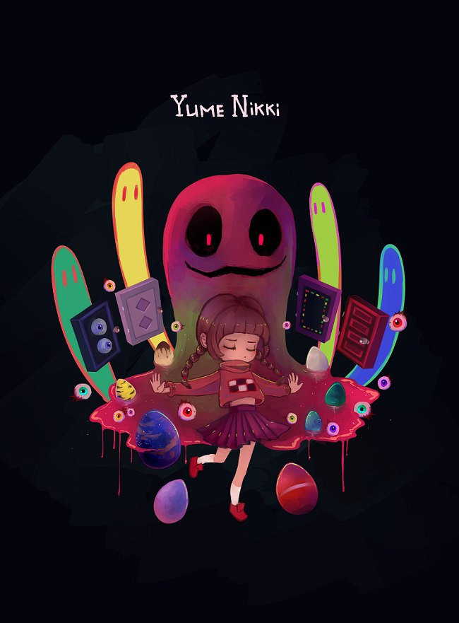 madotsuki and kyukkyu-kun (yume nikki) drawn by dreaming_witch