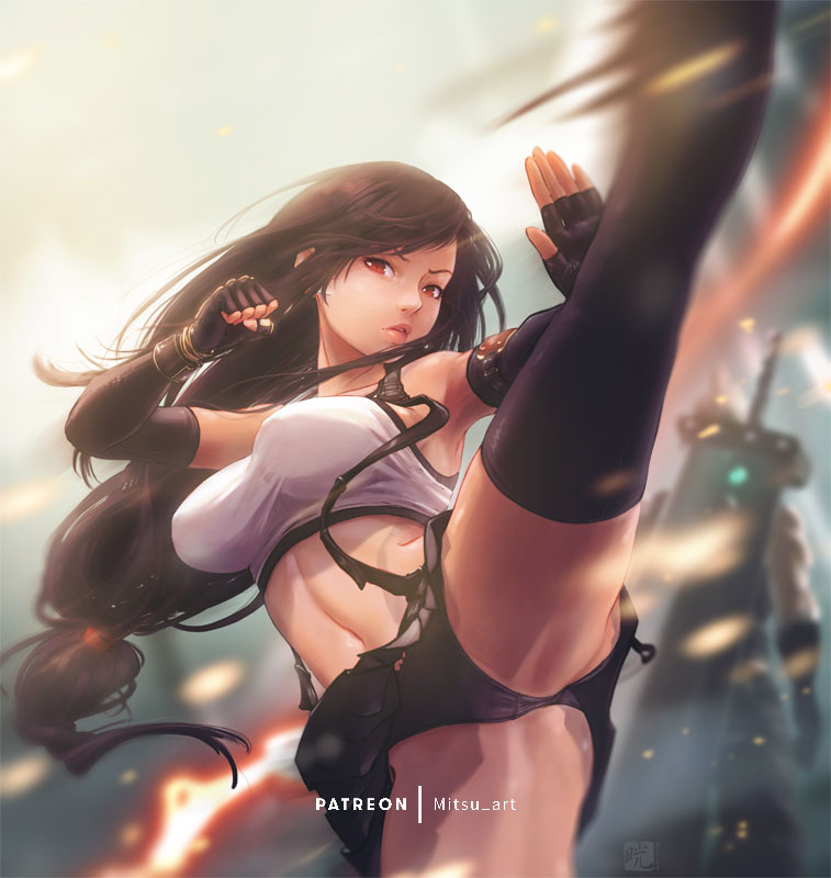 tifa lockhart (final fantasy and 2 more) drawn by mitsu_(mitsu_art)