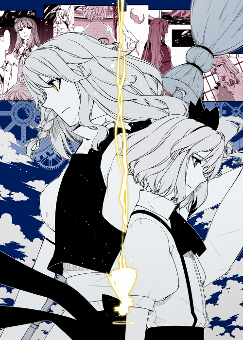 kirisame marisa, alice margatroid, patchouli knowledge, shinki, and yumeko (touhou) drawn by sakuraba_yuuki