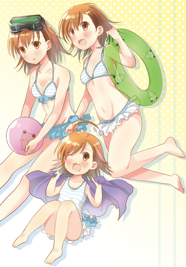 misaka mikoto, last order, gekota, and misaka imouto (toaru majutsu no index) drawn by papiko_(sogebusaretai)