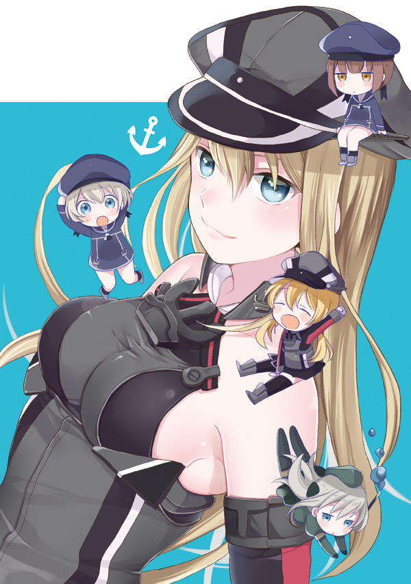 prinz eugen, bismarck, z1 leberecht maass, z3 max schultz, and u-511 (kantai collection) drawn by ishita_(sunagimomo)