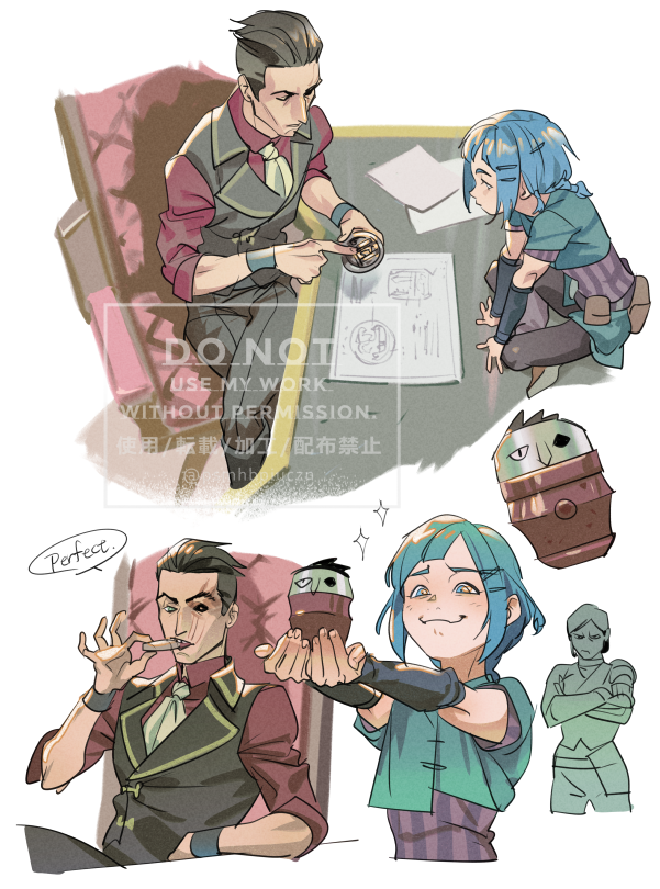 jinx, silco, powder, and sevika (league of legends and 1 more) drawn by tatsumi_(psmhbpiuczn)
