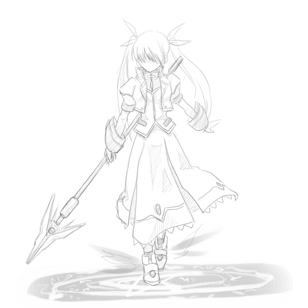 takamachi nanoha and raising heart (lyrical nanoha and 1 more) drawn by buchi_(uma012017)