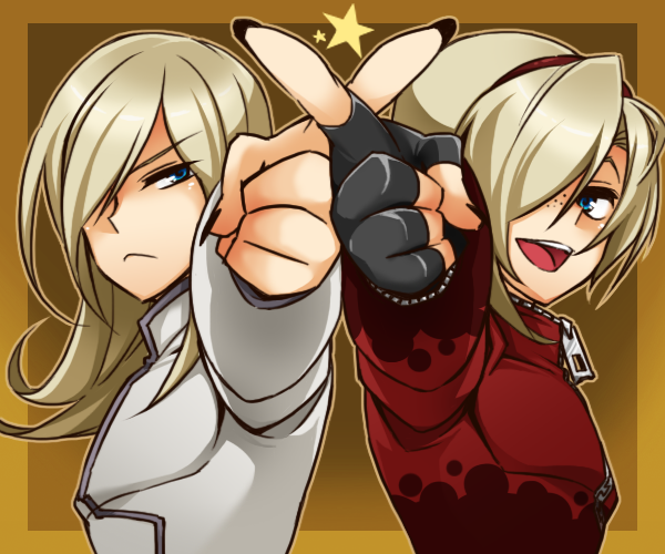 ash crimson and saiki (the king of fighters) drawn by puchi-pochi
