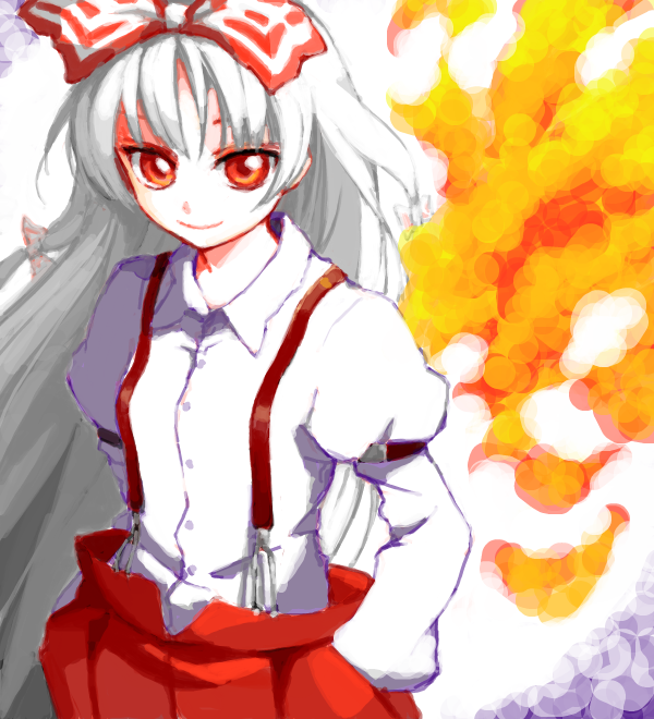 fujiwara no mokou (touhou) drawn by iseki_(kuroshura_no_tabiji)