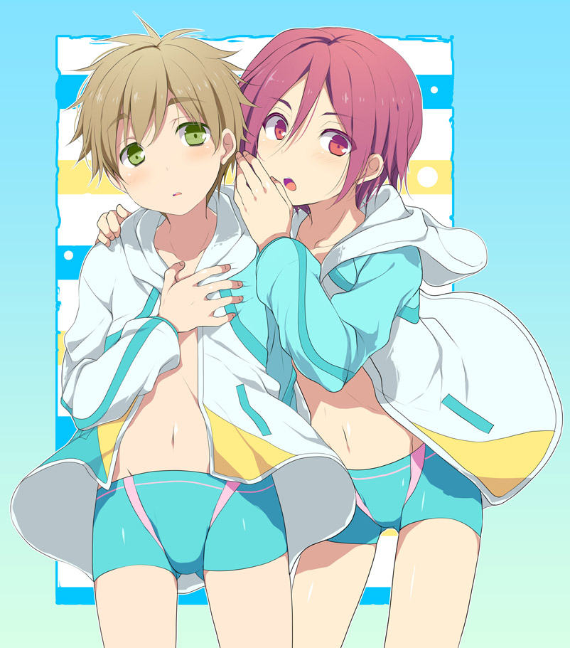 tachibana makoto and matsuoka rin (free!) drawn by ku--ma