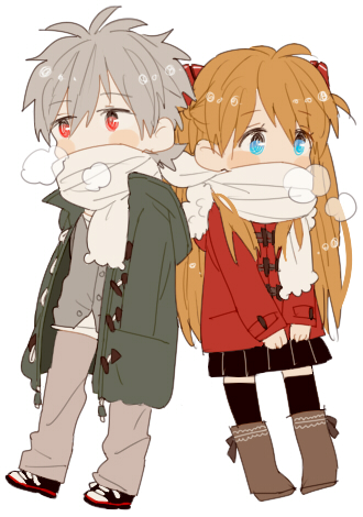 souryuu asuka langley and nagisa kaworu (neon genesis evangelion) drawn by 0930erina
