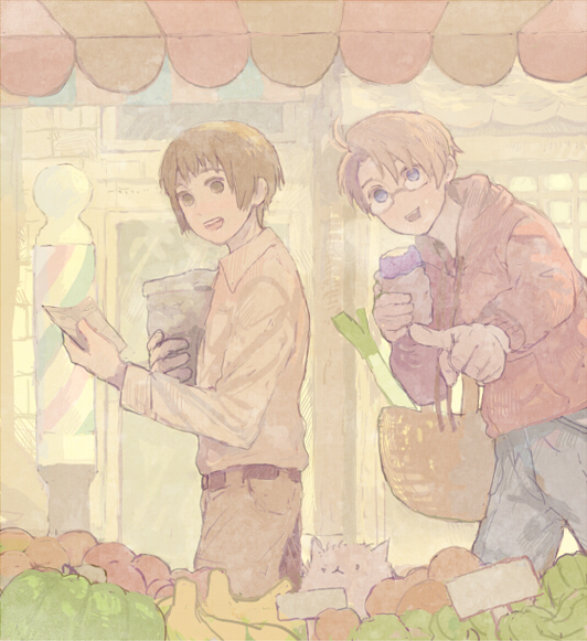 america, japan, and pochi (axis powers hetalia) drawn by pon_(cielo)
