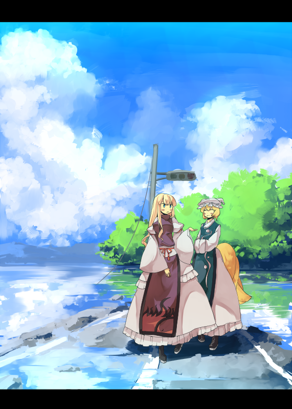 yakumo yukari and yakumo ran (touhou) drawn by garnet