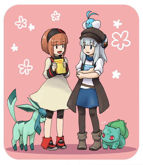glaceon, bulbasaur, and swablu (pokemon and 1 more) drawn by painame