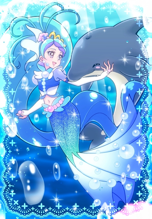 kaidou minami and cure mermaid (precure and 1 more) drawn by nanjou_akimasa